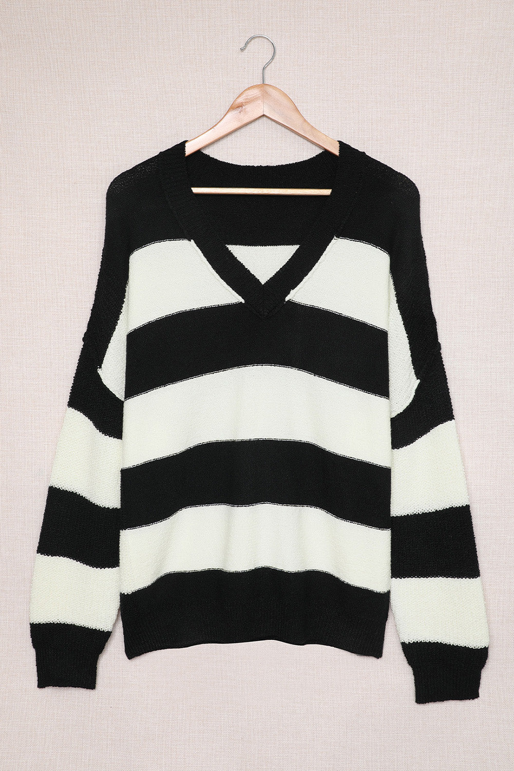 Plus Size Striped V-Neck Sweater