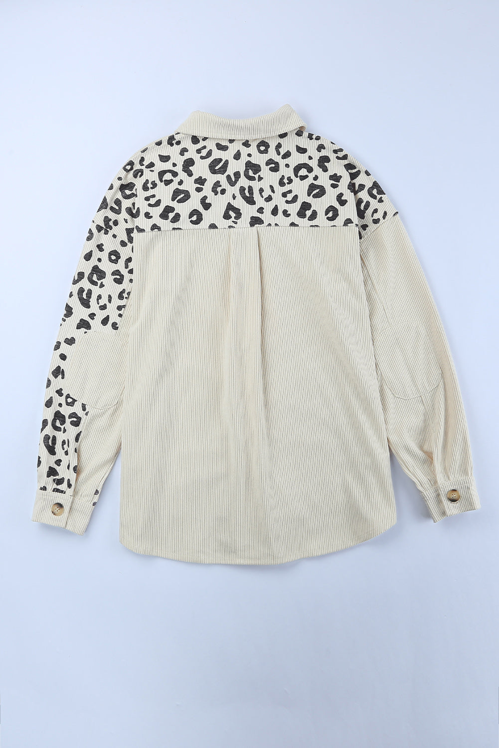 Leopard Print Pocketed Corduroy Jacket