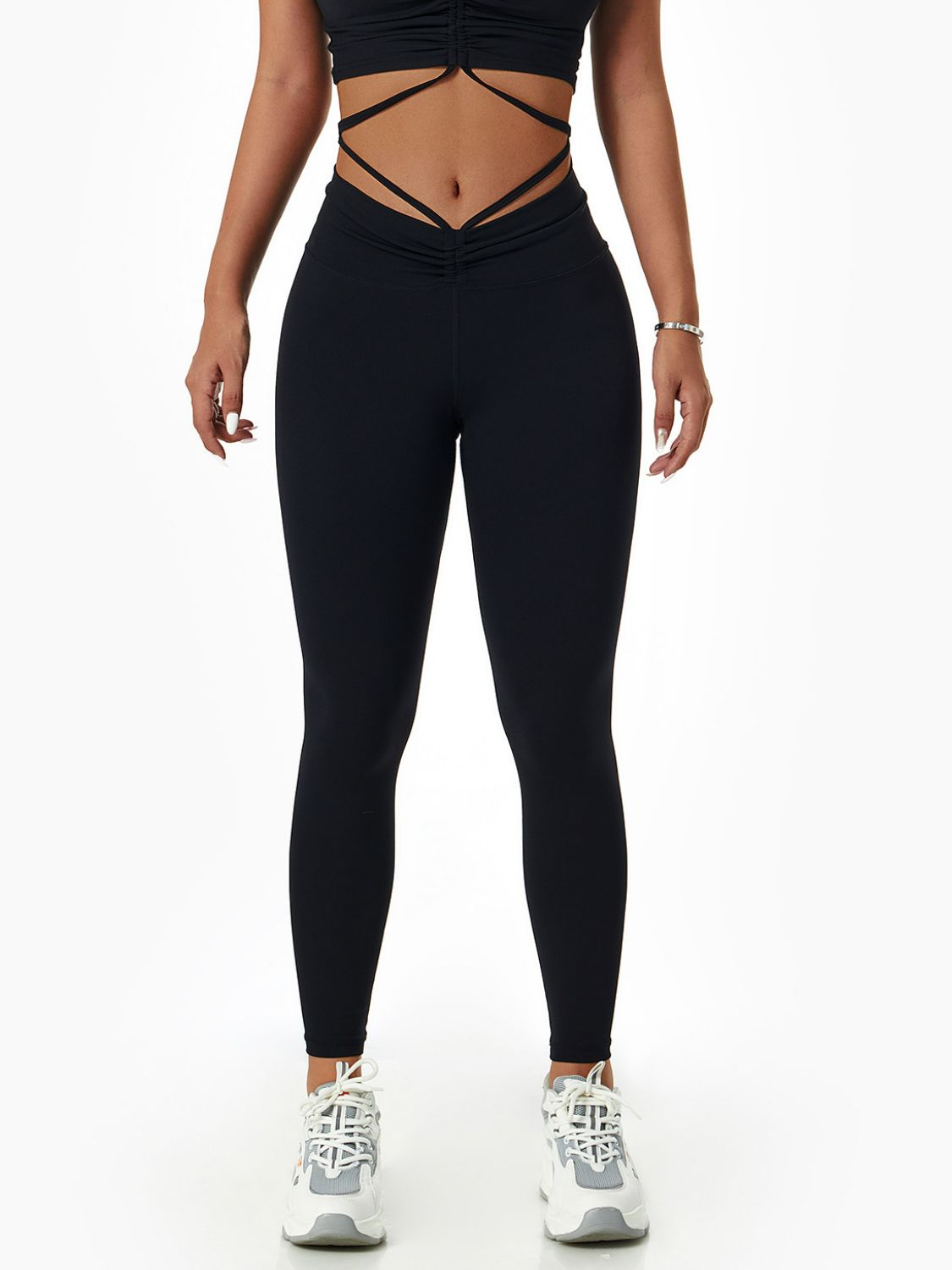 Breathable Drawstring Ruched Sports Leggings (Bottoms Only)
