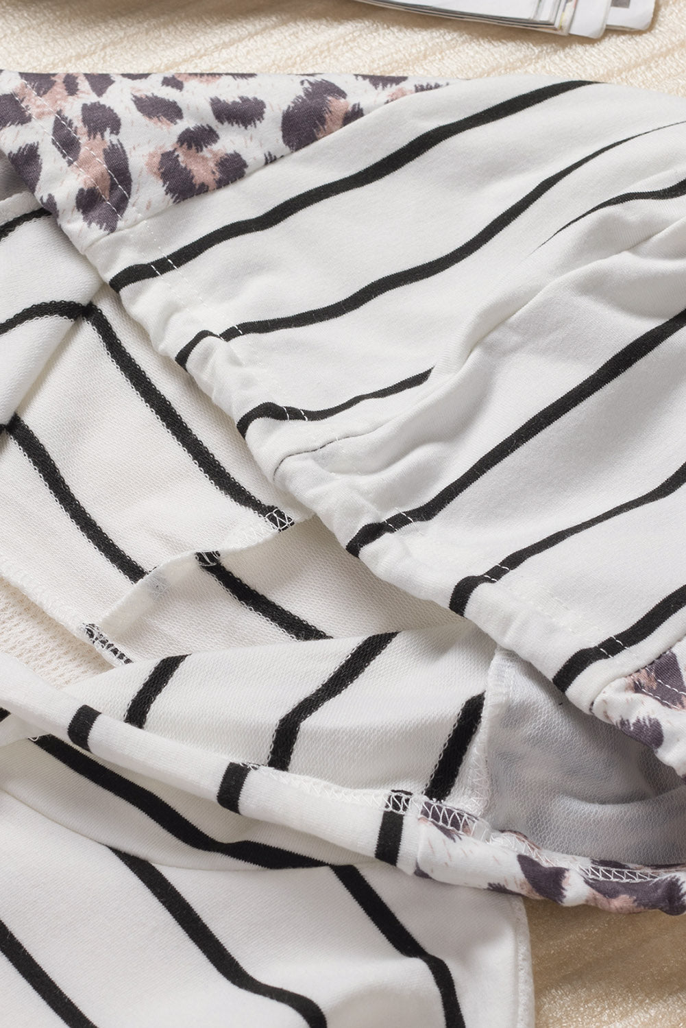 Plus Size Mixed Print Curved Hem Hoodie