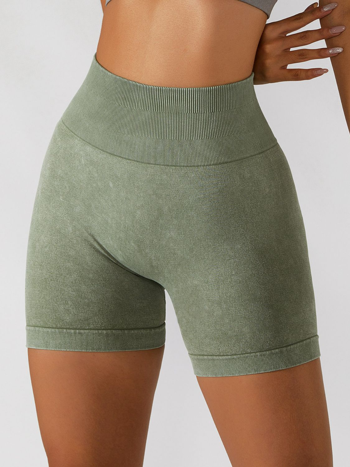 Acid Wash Textured Biker Shorts