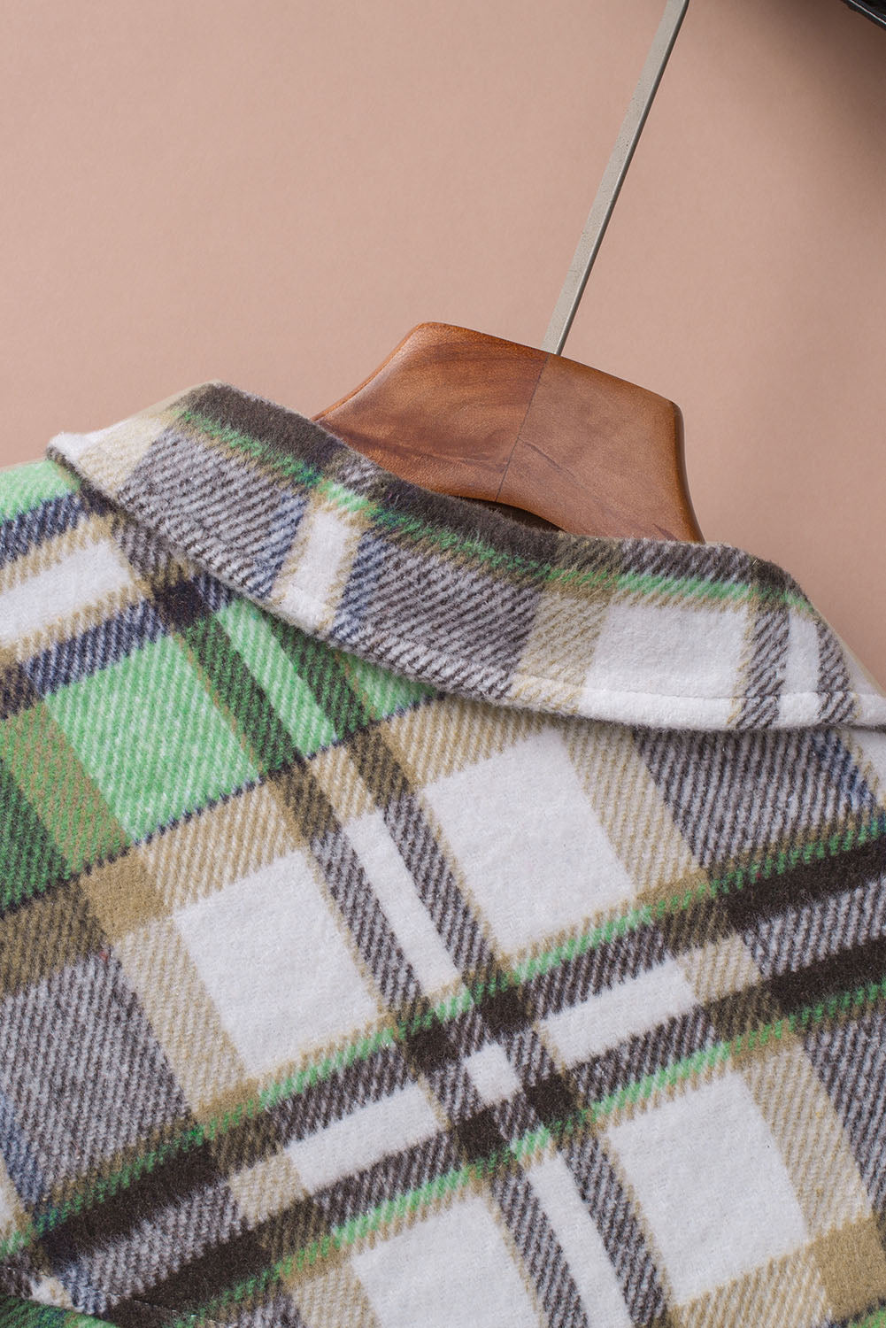 Plaid High-Low Shirt Jacket