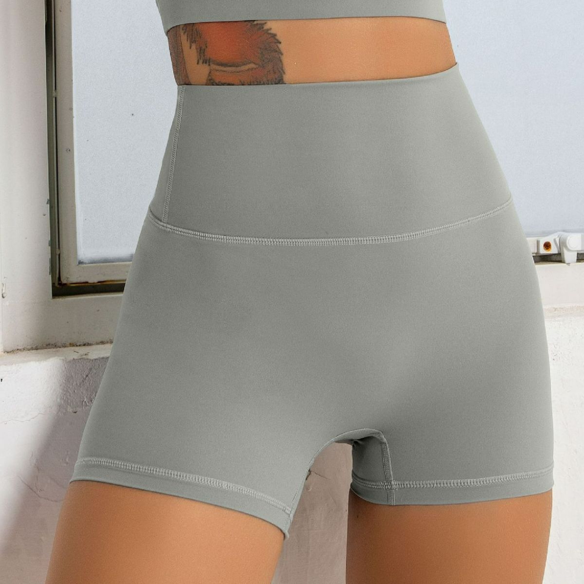 Breathable Wide Waistband Biker Shorts