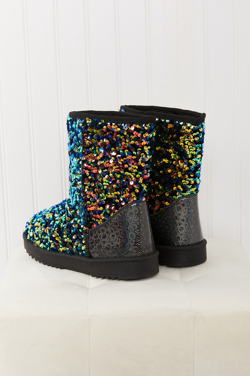 Forever Link Dazzle Me Multicolor Sequin Snow Booties