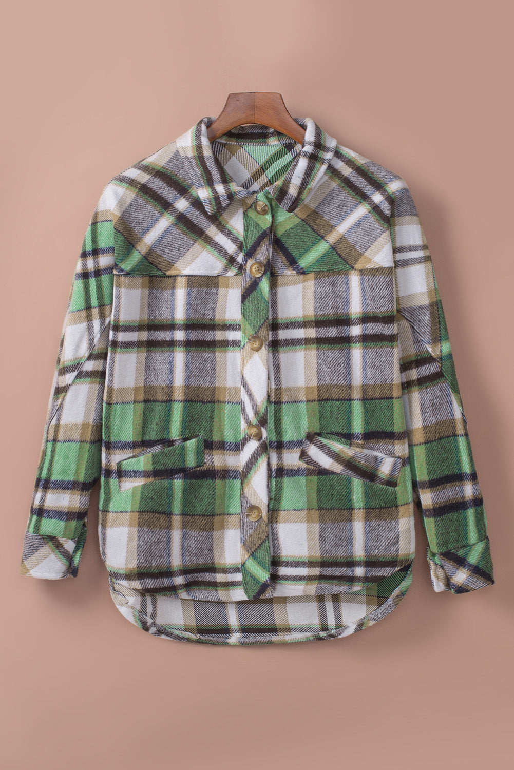 Plaid High-Low Shirt Jacket