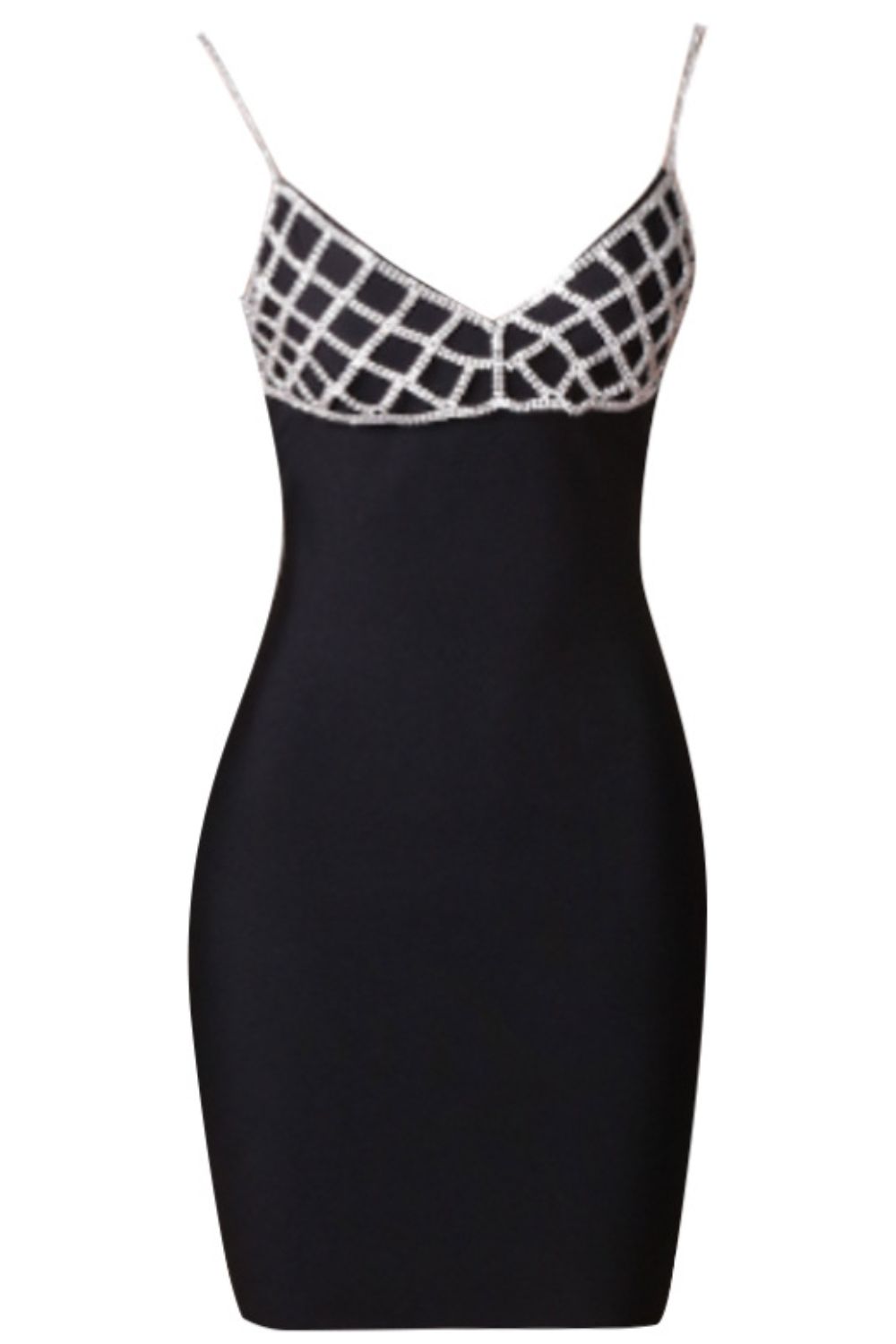 Rhinestone Spaghetti Strap Mini Bandage Dress