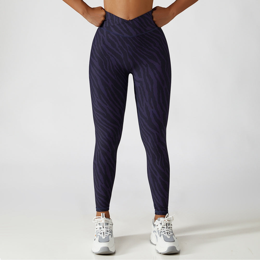 Animal Print Crossover Waist Yoga Leggings