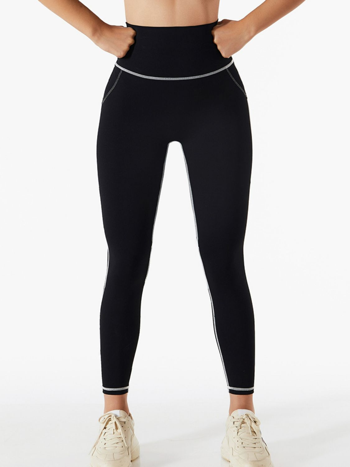 Contrast Breathable High Waist Cropped Sports Leggings