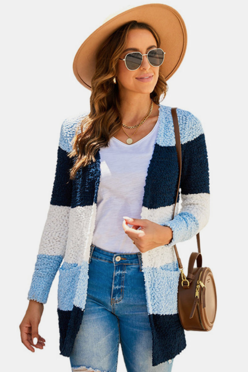 Colorblock Pocket Button Up Cardigan