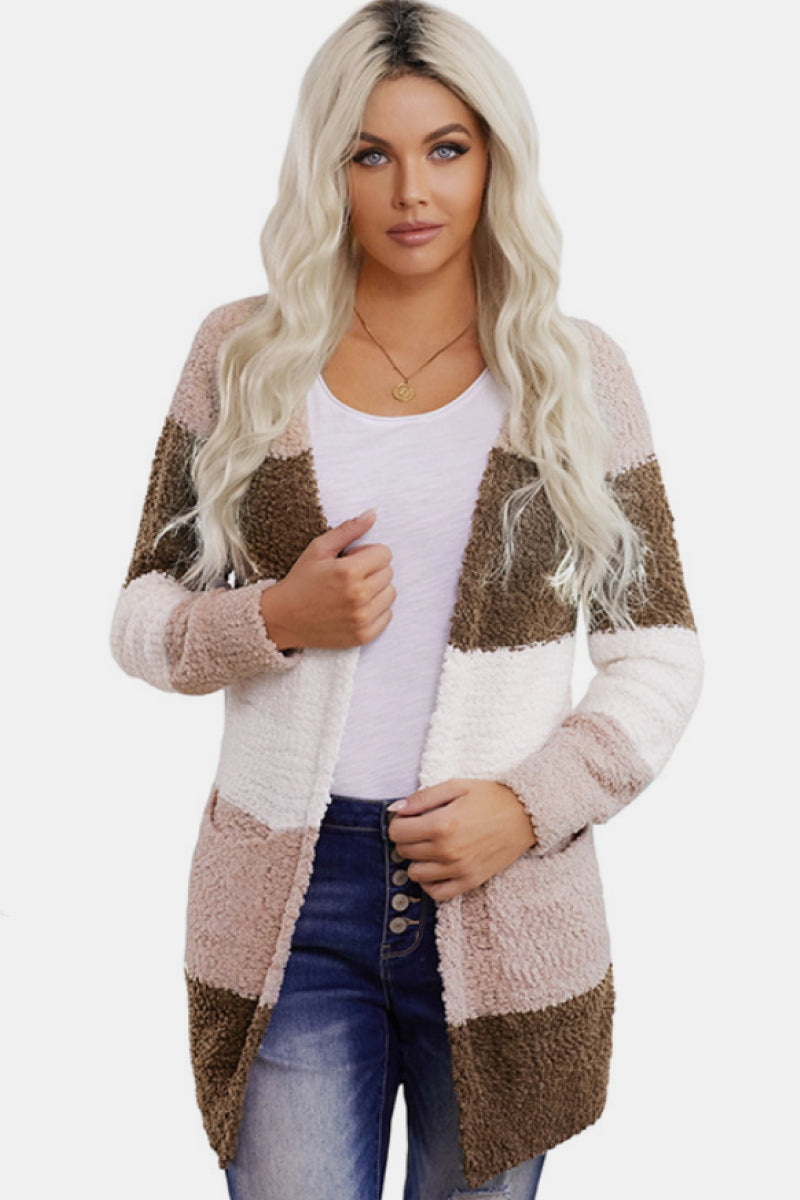 Colorblock Pocket Button Up Cardigan