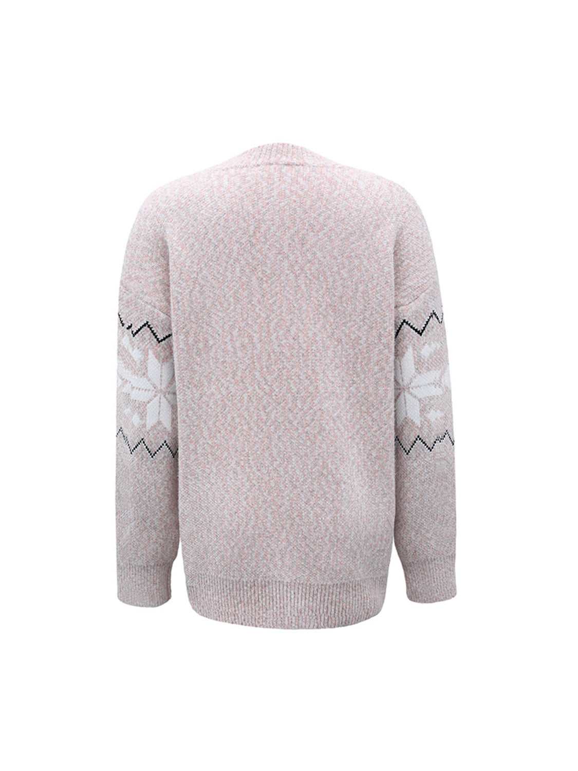 Fair Isle Snowflake Pattern Cardigan with Pockets