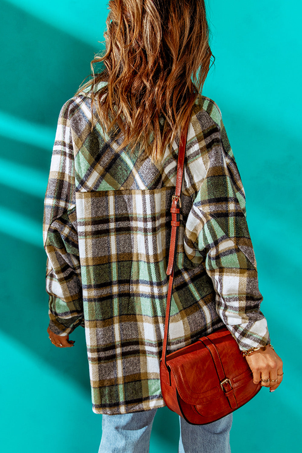 Plaid High-Low Shirt Jacket