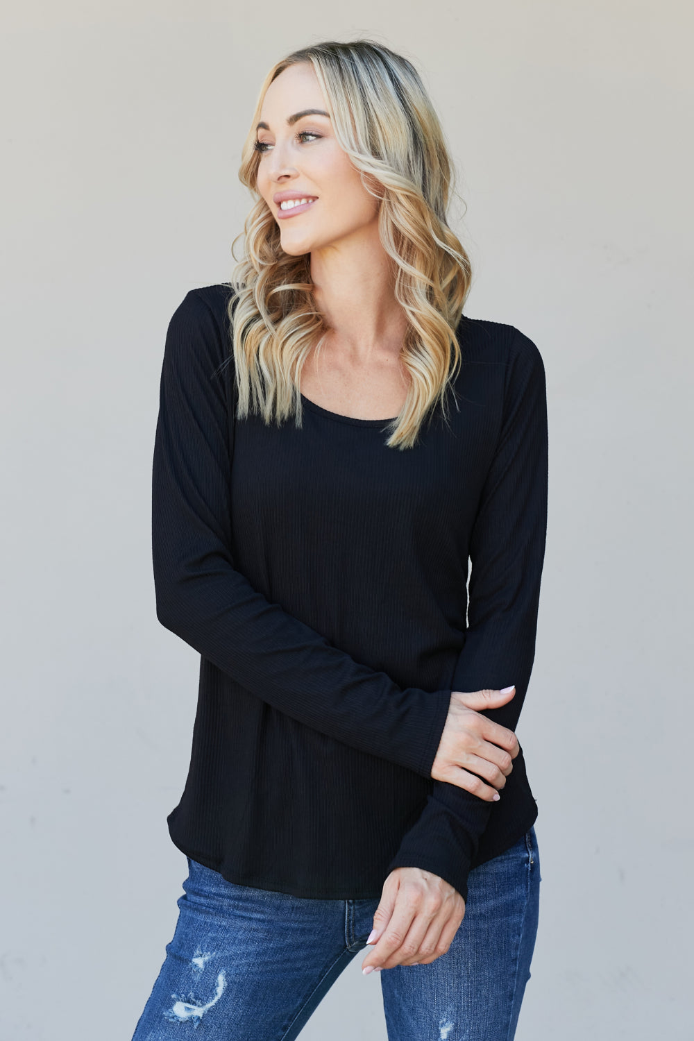 Heimish Full Size Scoop Neck Long Sleeve Top