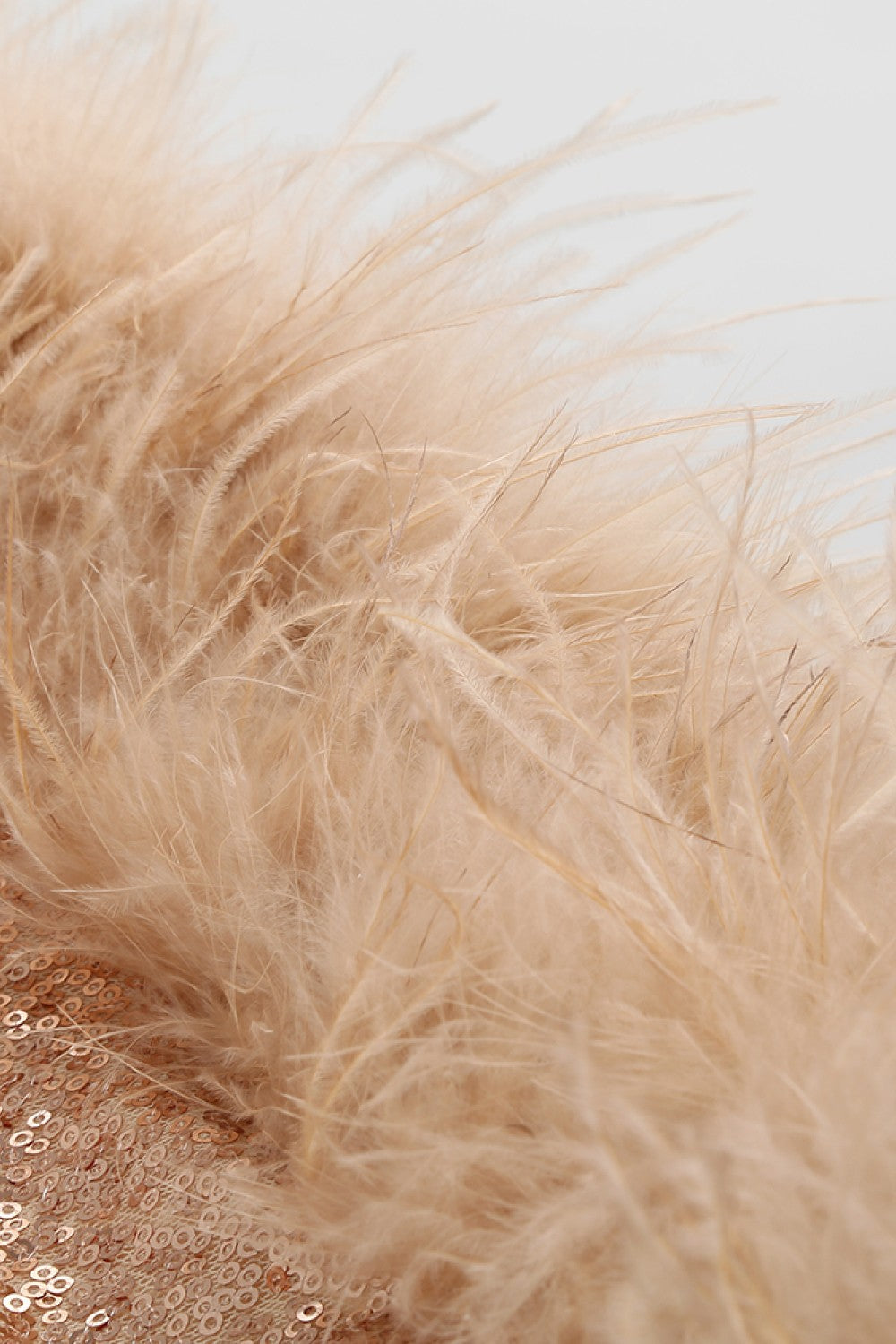 Sequin Sweetheart Neck Feather Hem Mini Dress
