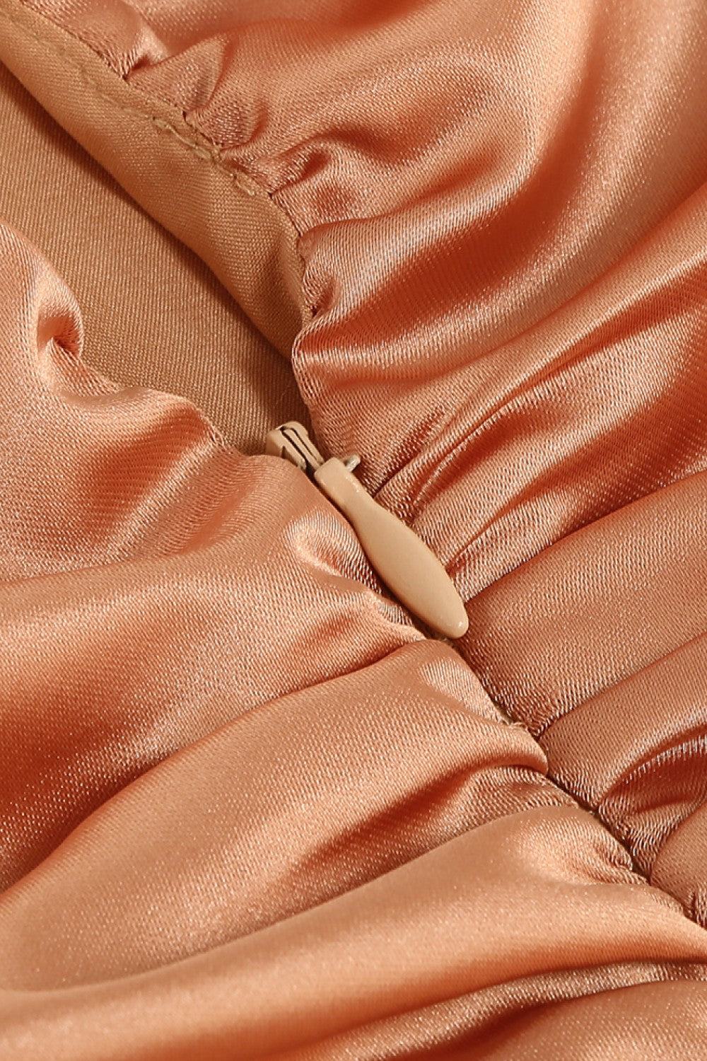 Ruched Zip Detail Spaghetti Strap Split Dress