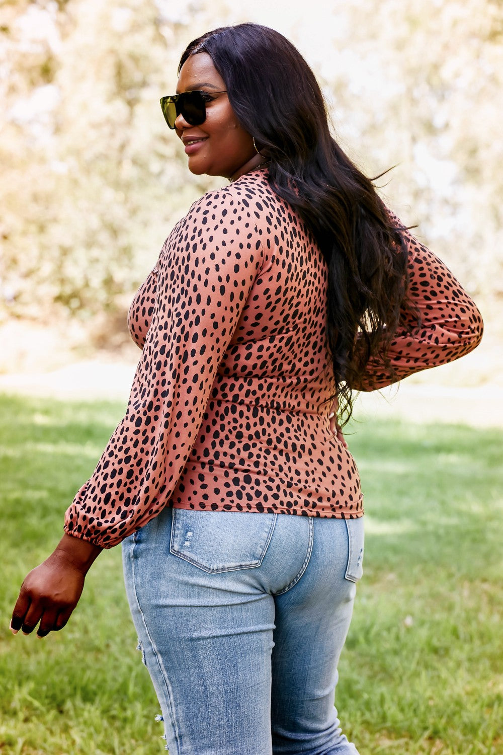 Sugarfox Wild Living Full Size Leopard Lace-Up Top