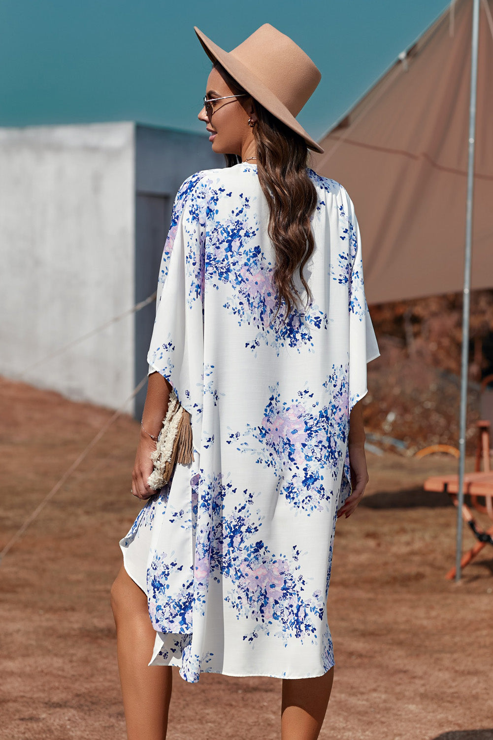 Floral Print Chiffon Kimono
