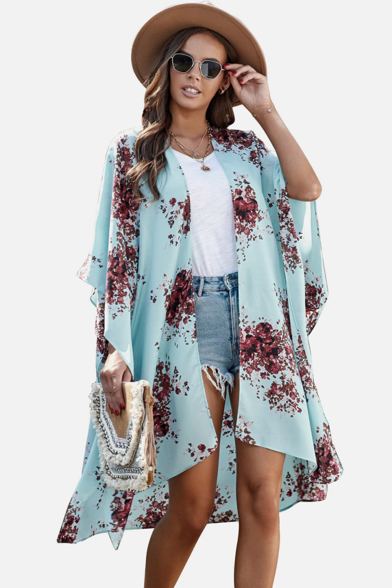 Floral Print Chiffon Kimono