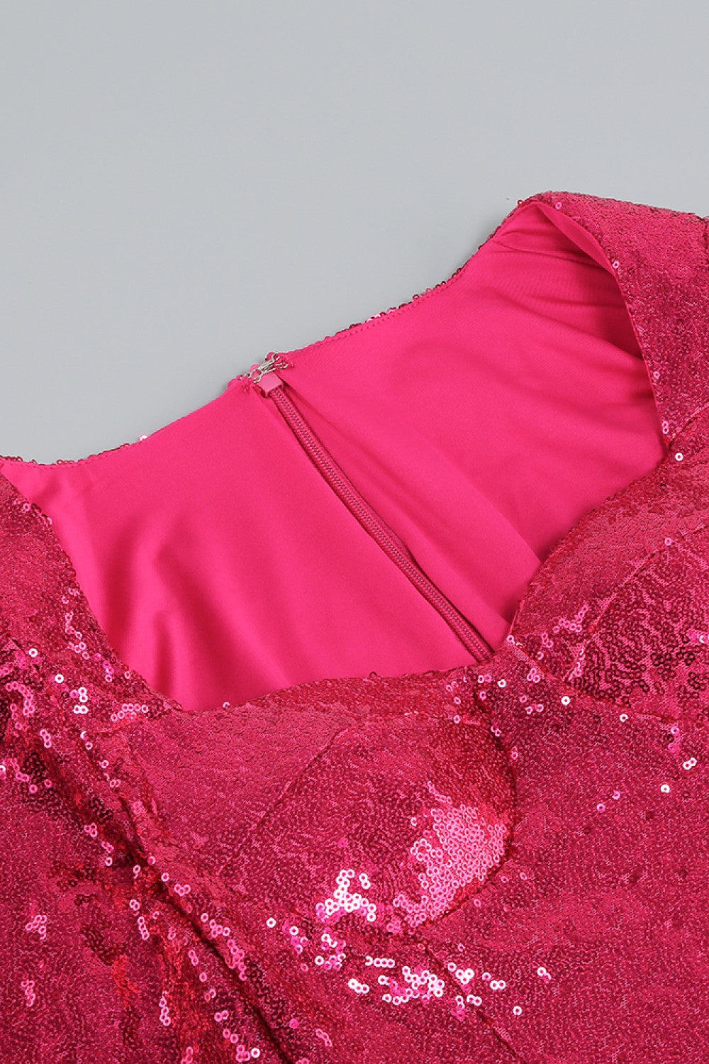 Sequin Sweetheart Neck Feather Hem Mini Dress