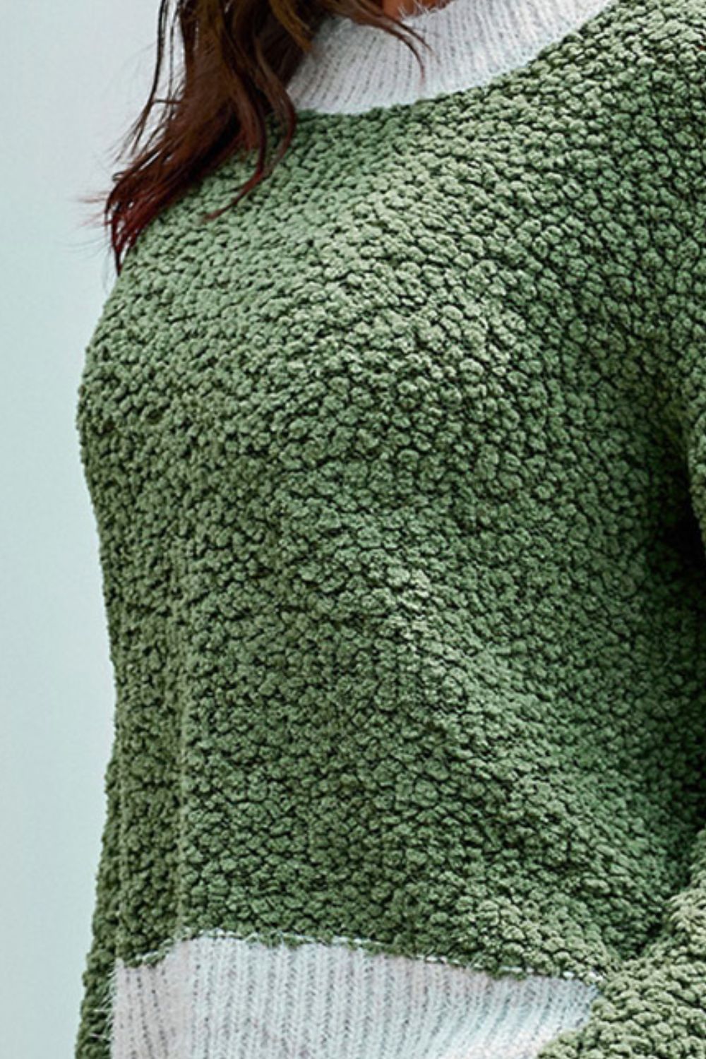 Contrast Trim Popcorn Knit Sweater