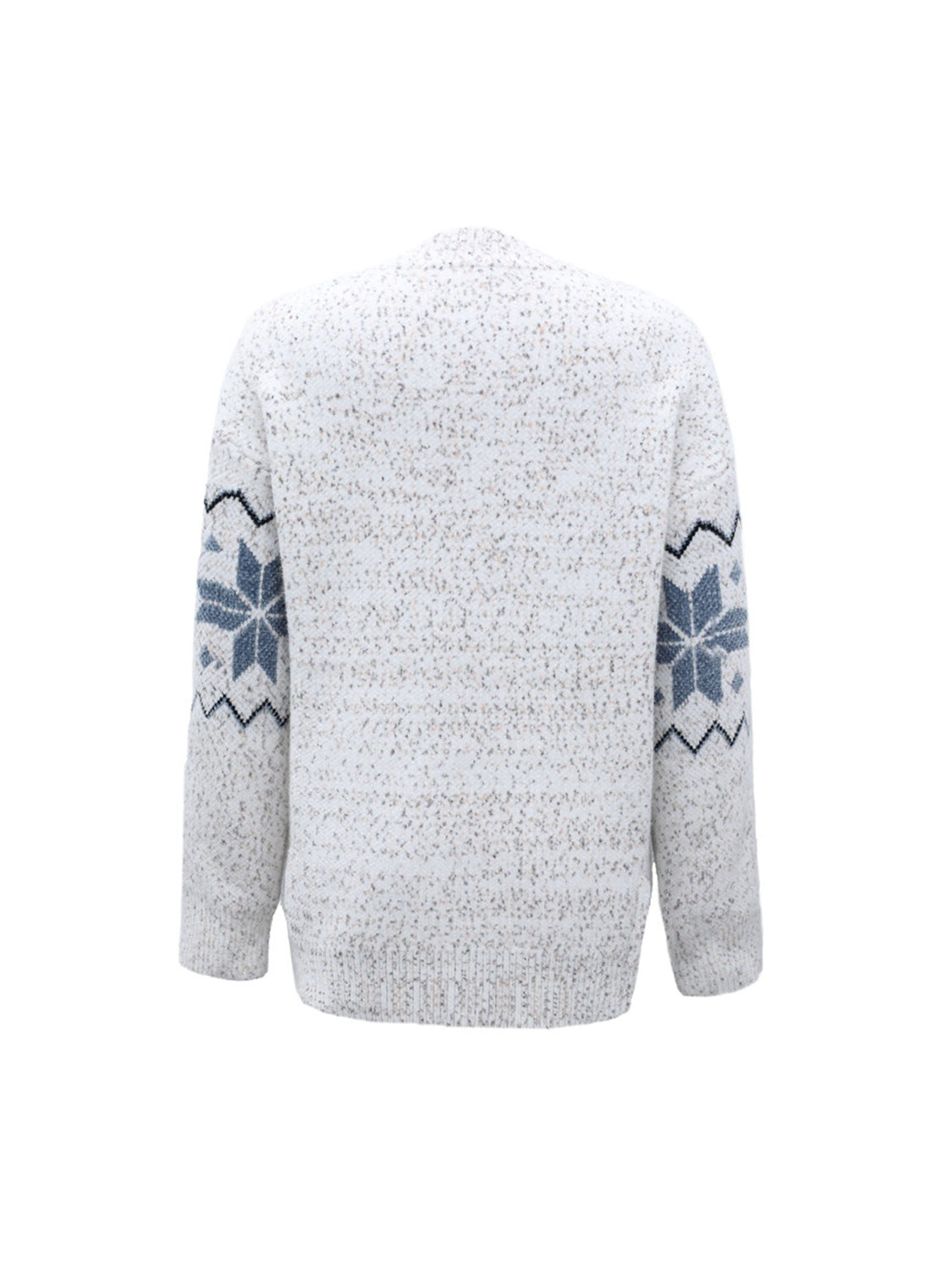 Fair Isle Snowflake Pattern Cardigan with Pockets