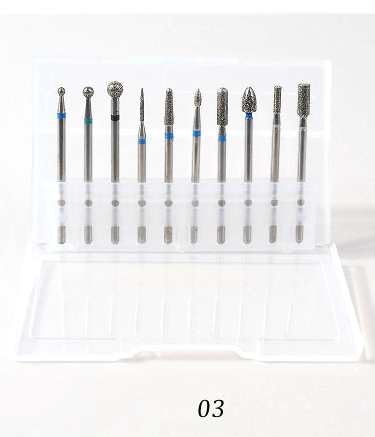 10Pcs/box Nail Cone Tip Ceramic Drill Bits Electric Cuticle Clean Rotary For Manicure Pedicure Grinding Head Sander Tool