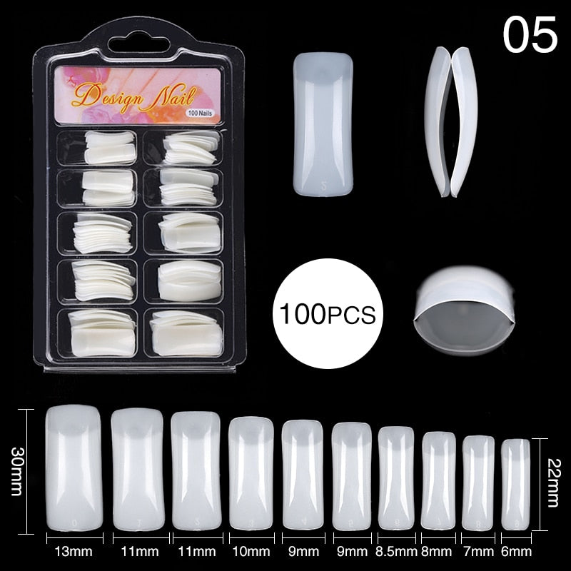 Nail Art Press on False Nails Fake Nails Coffin Gel Nails Extension System Full Cover Short Nail Gel Tips Art Accessories Tool