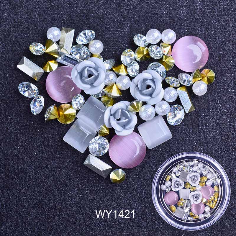 3D Nail Rhinestones Rose Jewelry Diverse DIY Gems Charming Mix Crystal Nail Art Decorations Gel Glitter Charms Nail Accessories