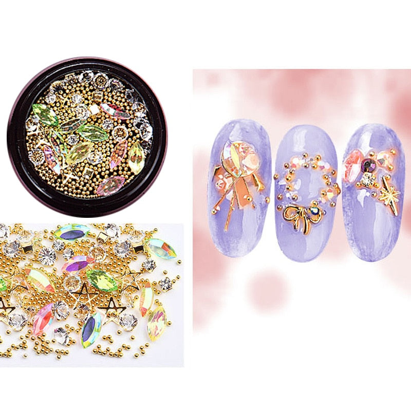 3D Nail Rhinestones Rose Jewelry Diverse DIY Gems Charming Mix Crystal Nail Art Decorations Gel Glitter Charms Nail Accessories