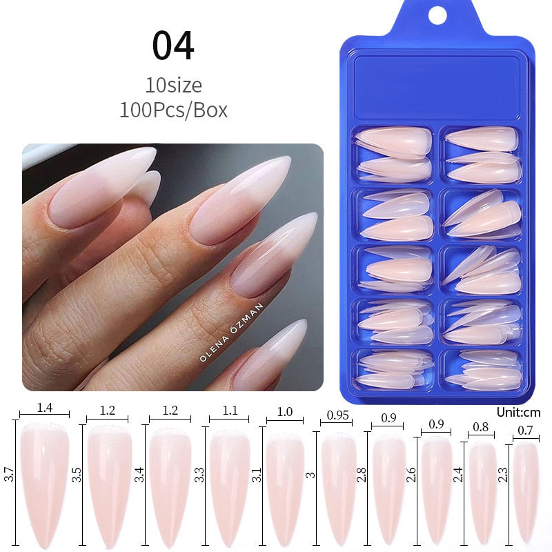 Nail Art Press on False Nails Fake Nails Coffin Gel Nails Extension System Full Cover Short Nail Gel Tips Art Accessories Tool