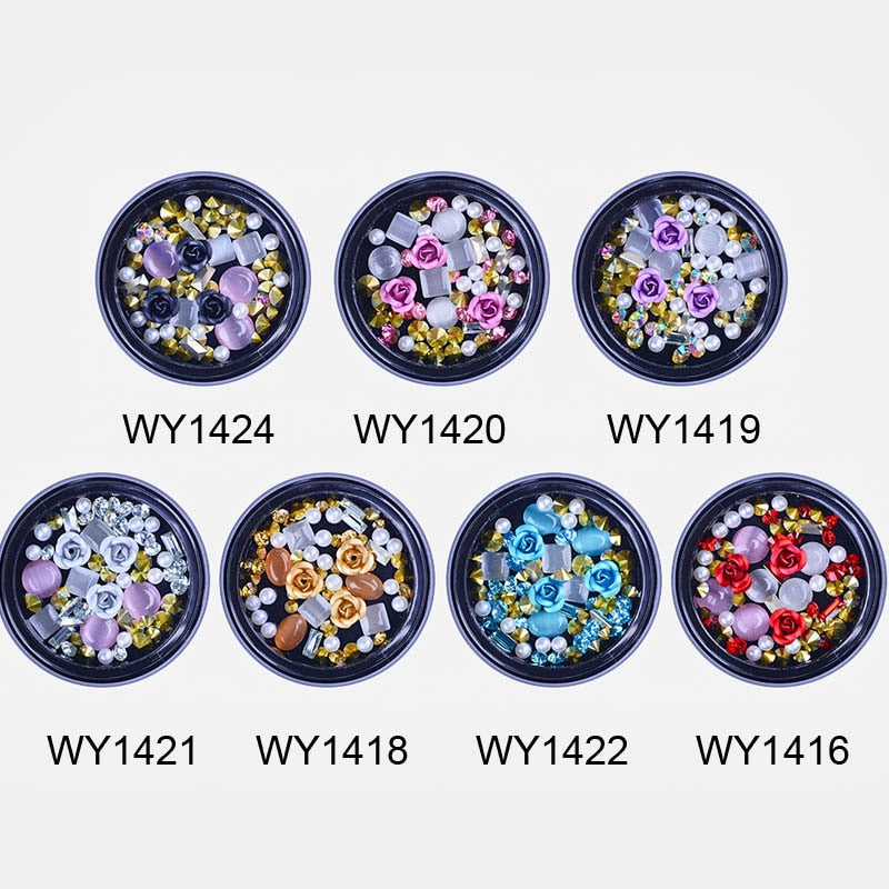 3D Nail Rhinestones Rose Jewelry Diverse DIY Gems Charming Mix Crystal Nail Art Decorations Gel Glitter Charms Nail Accessories