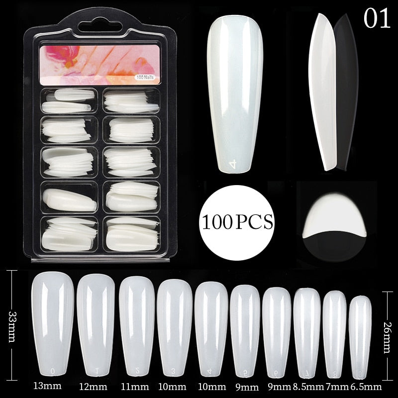Nail Art Press on False Nails Fake Nails Coffin Gel Nails Extension System Full Cover Short Nail Gel Tips Art Accessories Tool