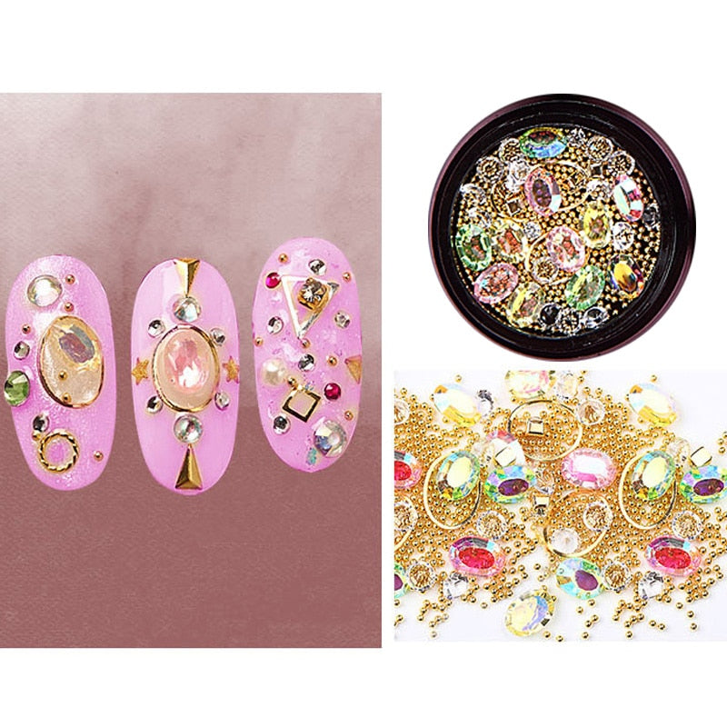 3D Nail Rhinestones Rose Jewelry Diverse DIY Gems Charming Mix Crystal Nail Art Decorations Gel Glitter Charms Nail Accessories