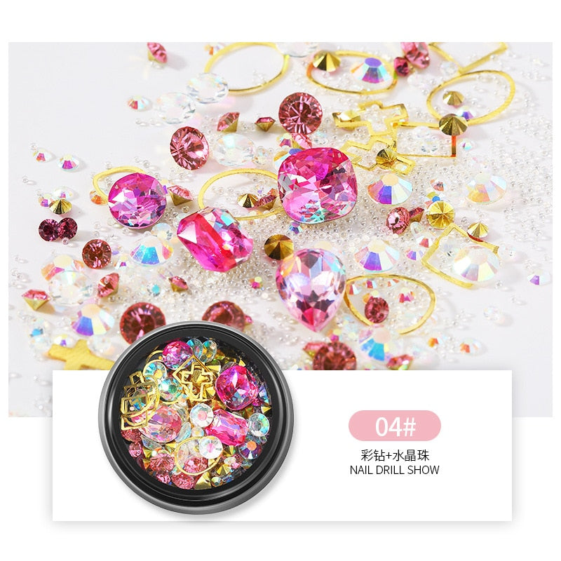3D Nail Rhinestones Rose Jewelry Diverse DIY Gems Charming Mix Crystal Nail Art Decorations Gel Glitter Charms Nail Accessories