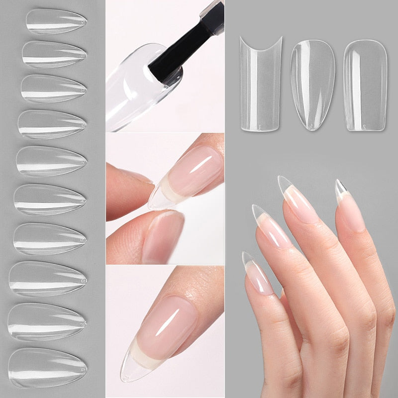 Nail Art Press on False Nails Fake Nails Coffin Gel Nails Extension System Full Cover Short Nail Gel Tips Art Accessories Tool