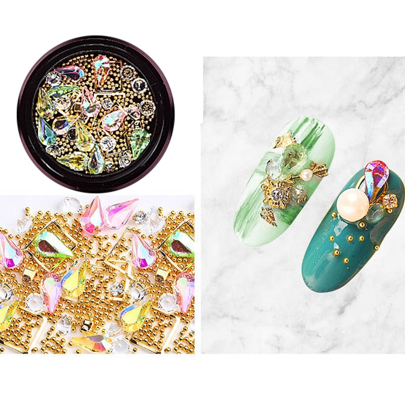 3D Nail Rhinestones Rose Jewelry Diverse DIY Gems Charming Mix Crystal Nail Art Decorations Gel Glitter Charms Nail Accessories