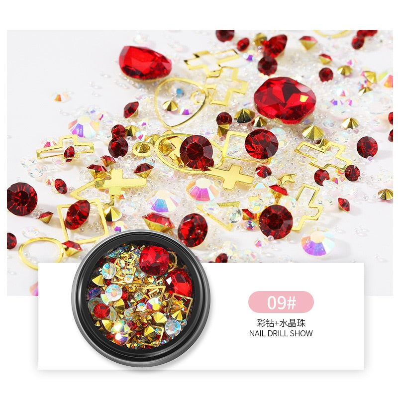 3D Nail Rhinestones Rose Jewelry Diverse DIY Gems Charming Mix Crystal Nail Art Decorations Gel Glitter Charms Nail Accessories