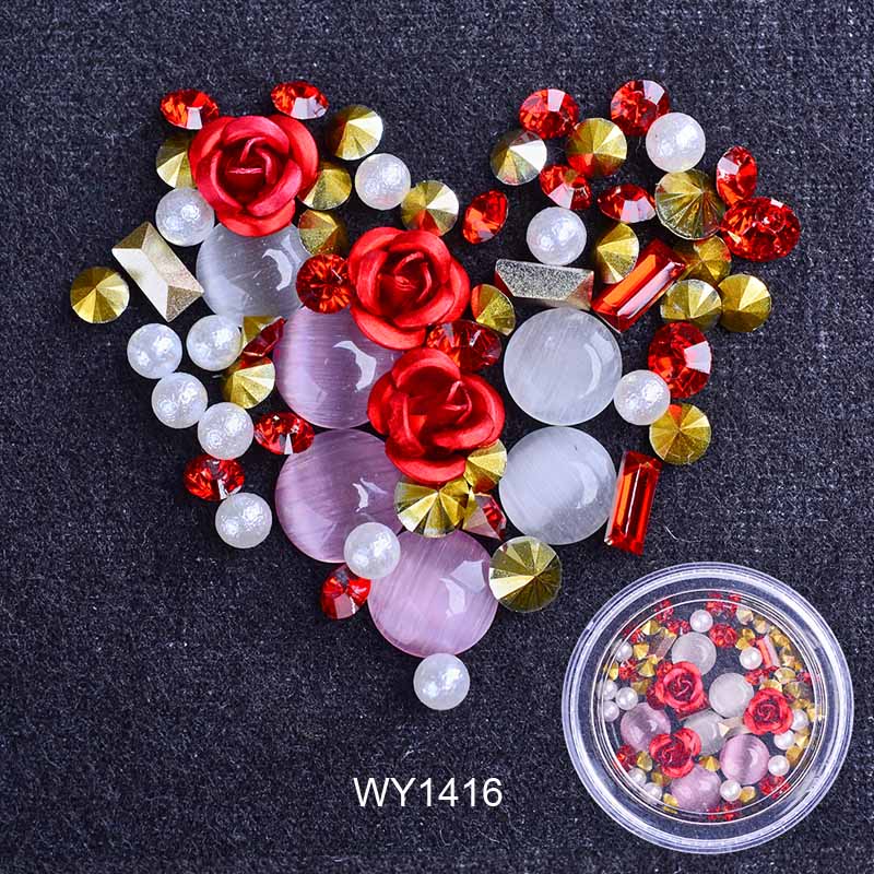 3D Nail Rhinestones Rose Jewelry Diverse DIY Gems Charming Mix Crystal Nail Art Decorations Gel Glitter Charms Nail Accessories