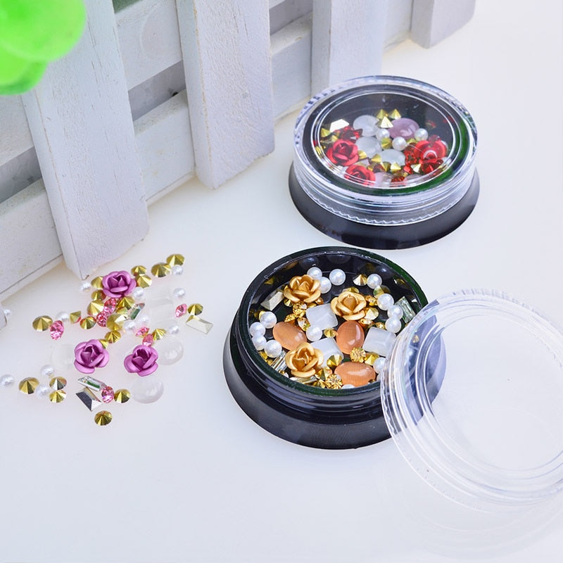 3D Nail Rhinestones Rose Jewelry Diverse DIY Gems Charming Mix Crystal Nail Art Decorations Gel Glitter Charms Nail Accessories