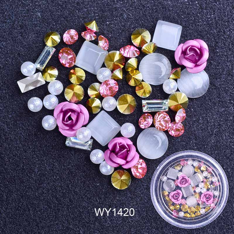3D Nail Rhinestones Rose Jewelry Diverse DIY Gems Charming Mix Crystal Nail Art Decorations Gel Glitter Charms Nail Accessories