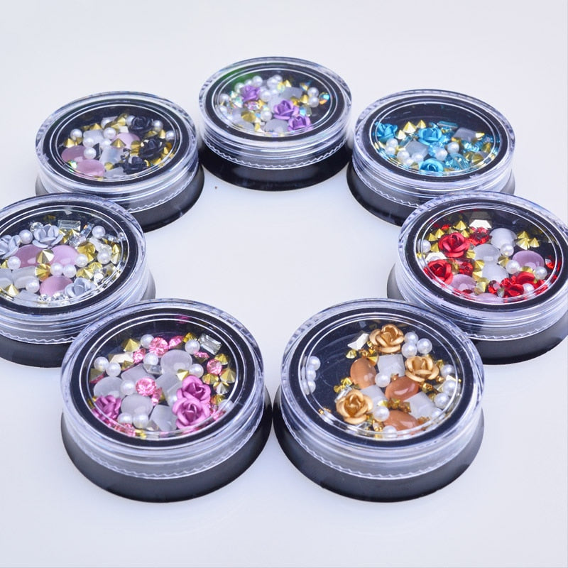 3D Nail Rhinestones Rose Jewelry Diverse DIY Gems Charming Mix Crystal Nail Art Decorations Gel Glitter Charms Nail Accessories