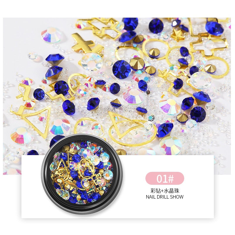 3D Nail Rhinestones Rose Jewelry Diverse DIY Gems Charming Mix Crystal Nail Art Decorations Gel Glitter Charms Nail Accessories