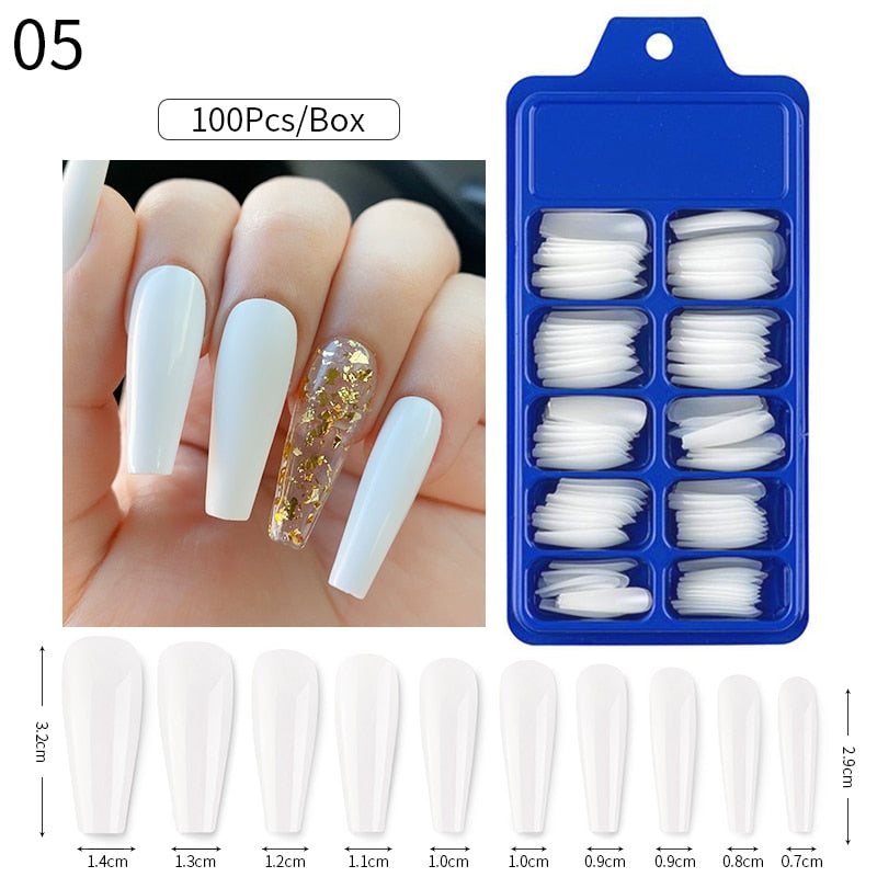 Nail Art Press on False Nails Fake Nails Coffin Gel Nails Extension System Full Cover Short Nail Gel Tips Art Accessories Tool