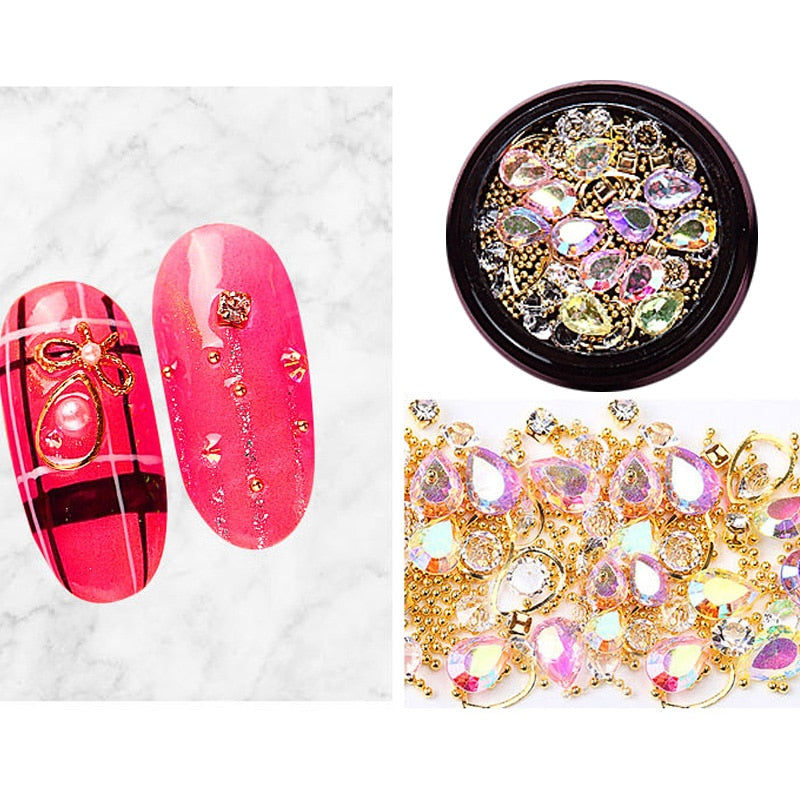 3D Nail Rhinestones Rose Jewelry Diverse DIY Gems Charming Mix Crystal Nail Art Decorations Gel Glitter Charms Nail Accessories