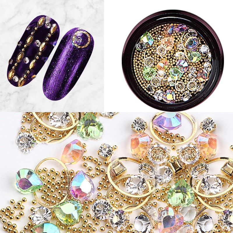 3D Nail Rhinestones Rose Jewelry Diverse DIY Gems Charming Mix Crystal Nail Art Decorations Gel Glitter Charms Nail Accessories