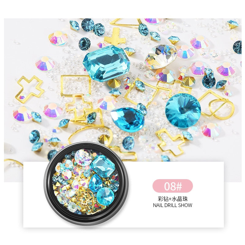 3D Nail Rhinestones Rose Jewelry Diverse DIY Gems Charming Mix Crystal Nail Art Decorations Gel Glitter Charms Nail Accessories