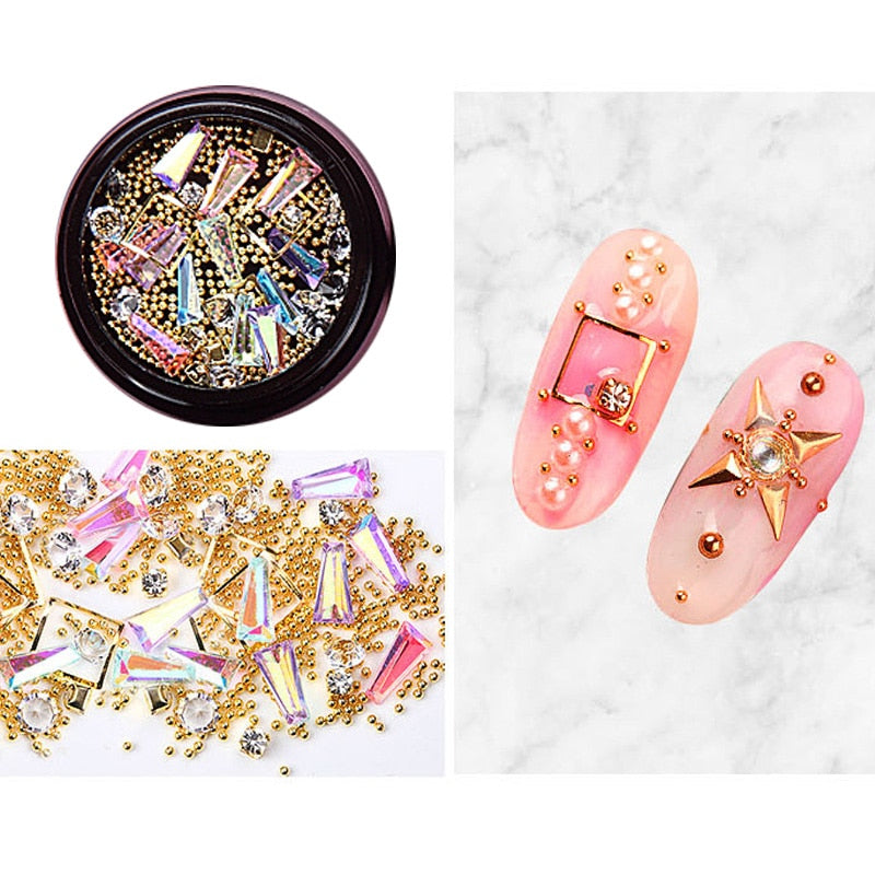 3D Nail Rhinestones Rose Jewelry Diverse DIY Gems Charming Mix Crystal Nail Art Decorations Gel Glitter Charms Nail Accessories