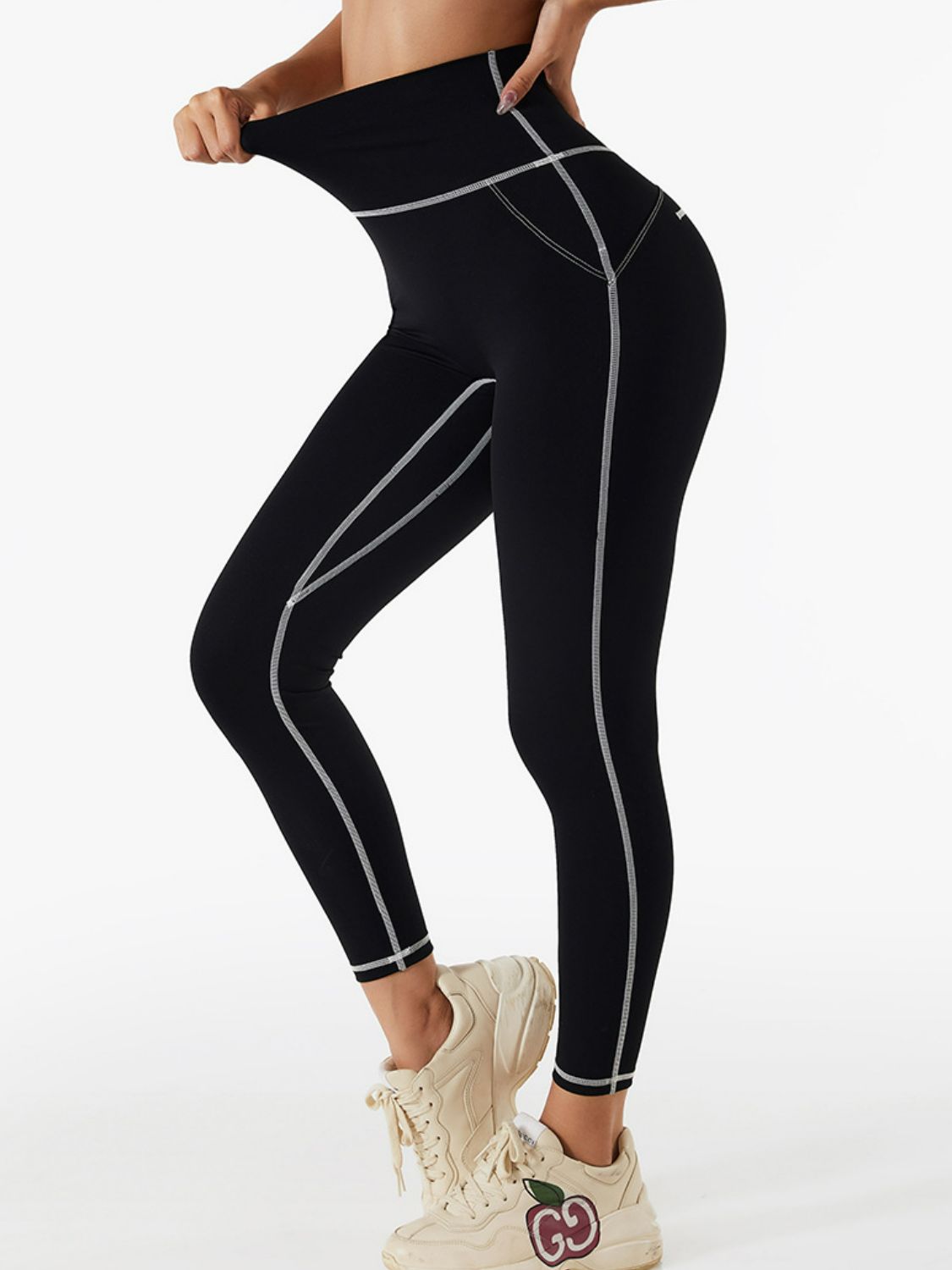 Contrast Breathable High Waist Cropped Sports Leggings