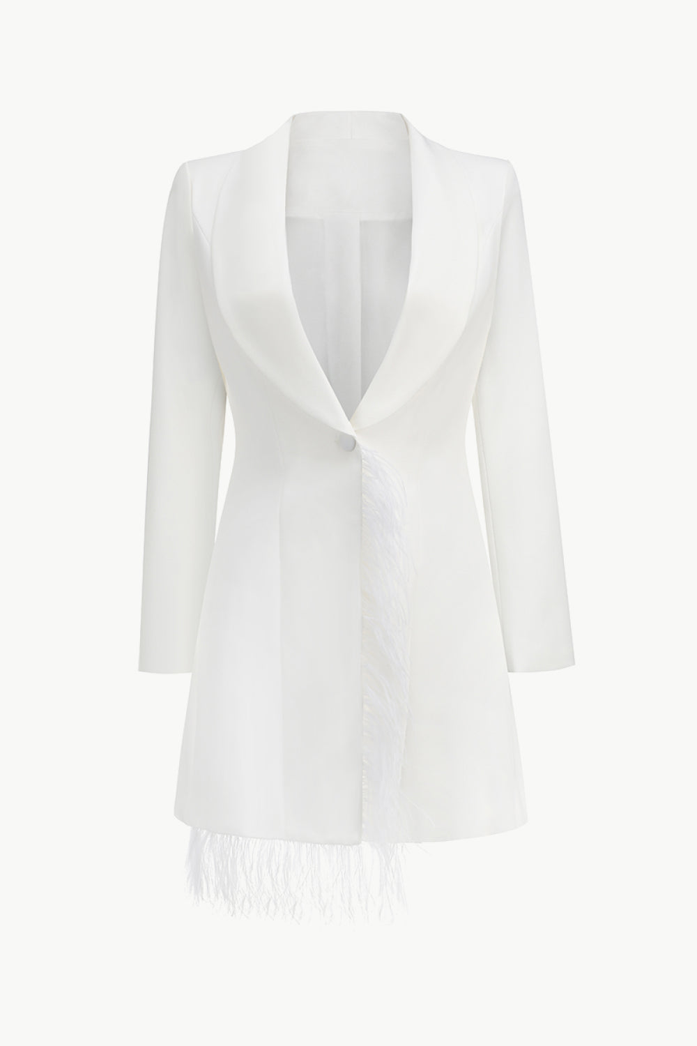 Feather Trim Shawl Collar Blazer Dress