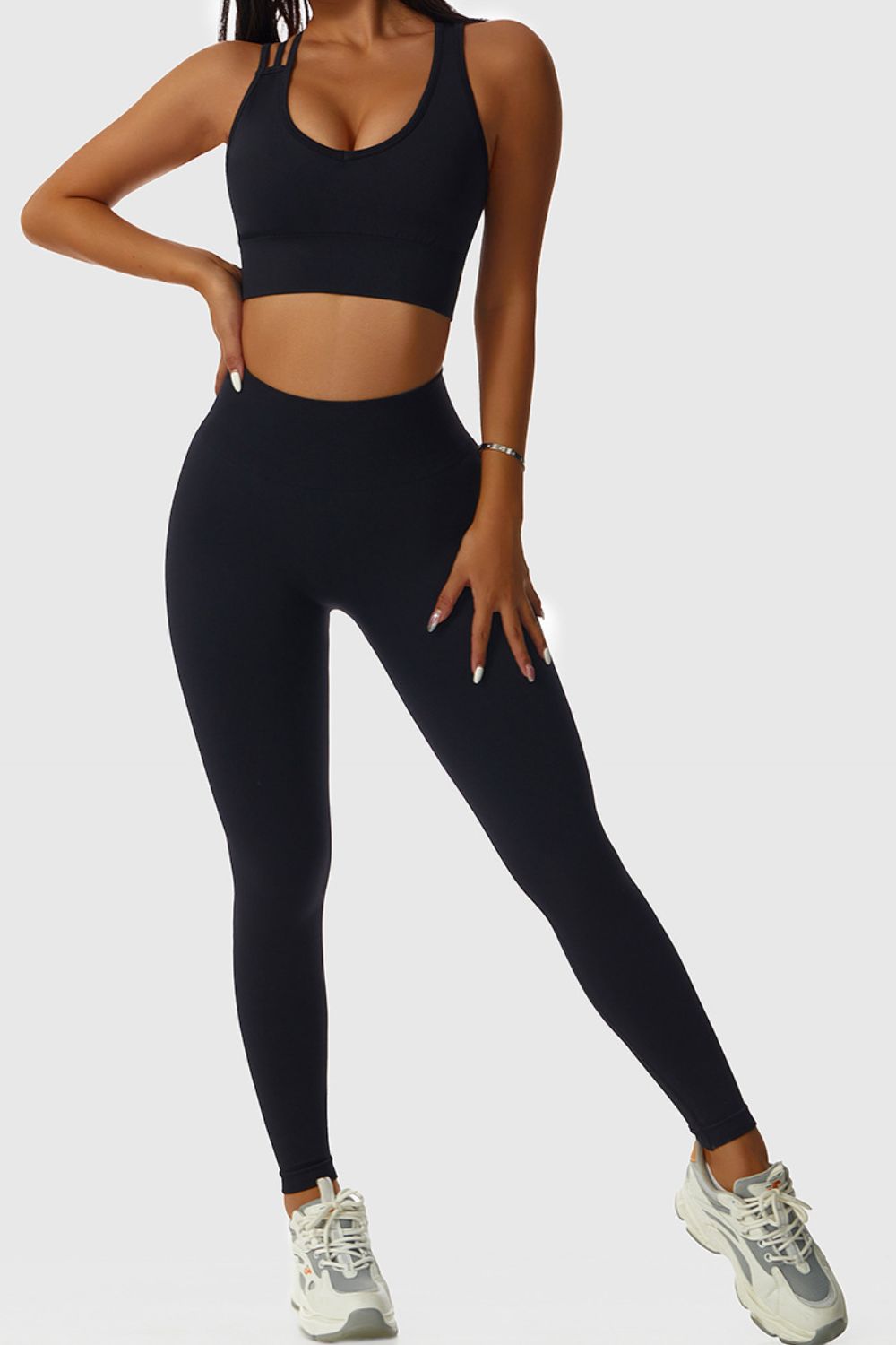 Breathable Sports Bra and Elastic Waistband Leggings Set